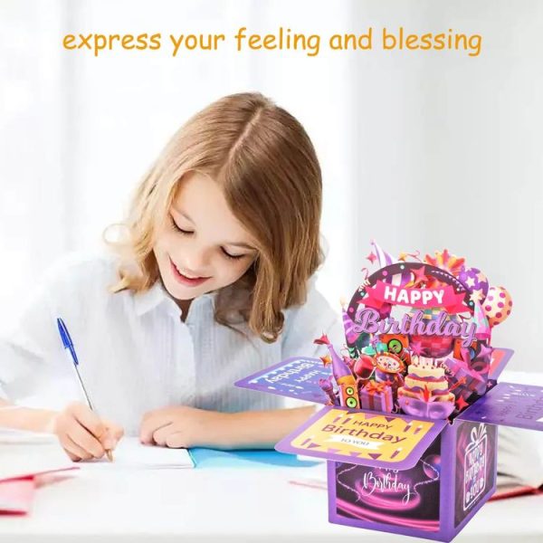 Colorful 3D Three-dimensional Handmade Hollow Paper Carving Birthday Card (Purple) - Image 8