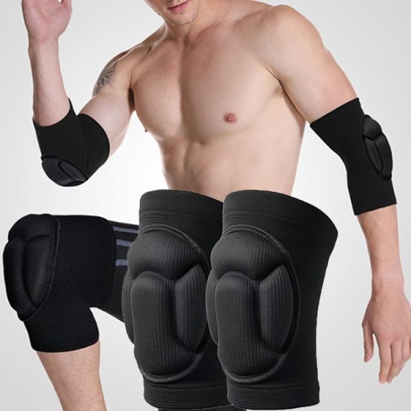 Turtle Shell Sponge Knee Pads Knitted Elbow Pads Thickened Anti-fall Yoga Roller Skating Cycling Protector, Size: M (Black) - Image 2