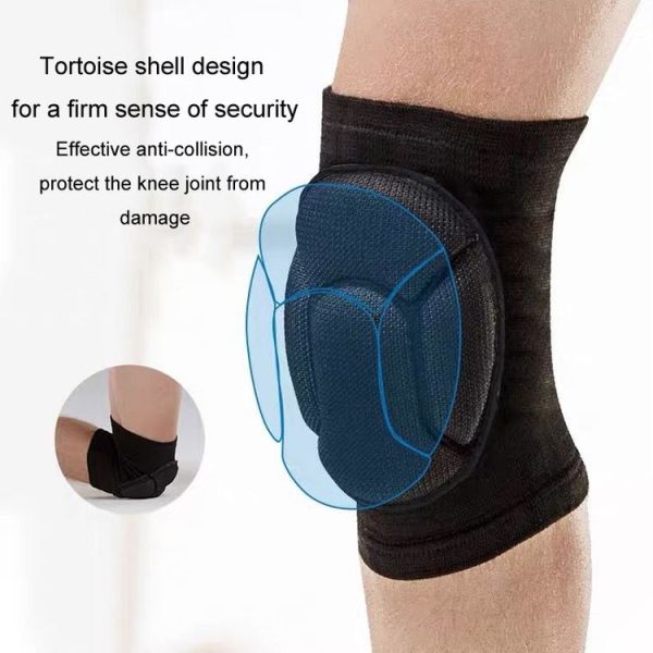 Turtle Shell Sponge Knee Pads Knitted Elbow Pads Thickened Anti-fall Yoga Roller Skating Cycling Protector, Size: M (Black) - Image 3