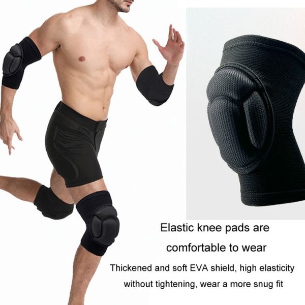 Turtle Shell Sponge Knee Pads Knitted Elbow Pads Thickened Anti-fall Yoga Roller Skating Cycling Protector, Size: M (Black) - Image 5