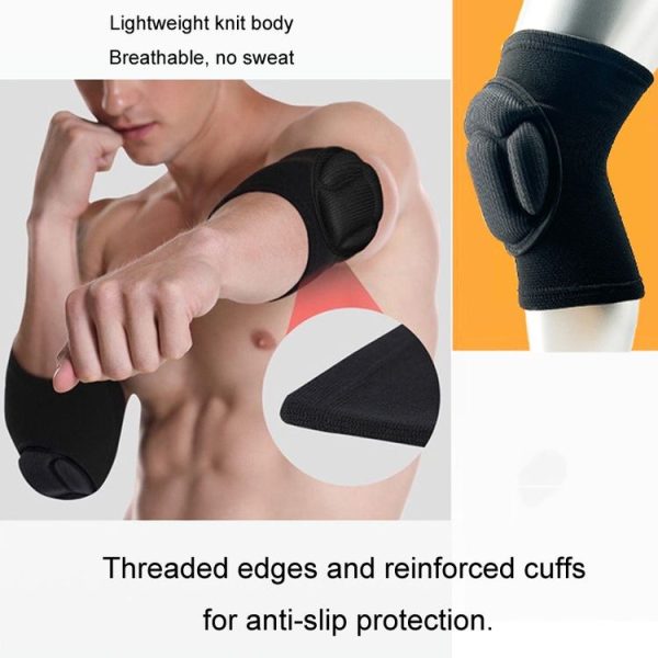 Turtle Shell Sponge Knee Pads Knitted Elbow Pads Thickened Anti-fall Yoga Roller Skating Cycling Protector, Size: M (Black) - Image 6