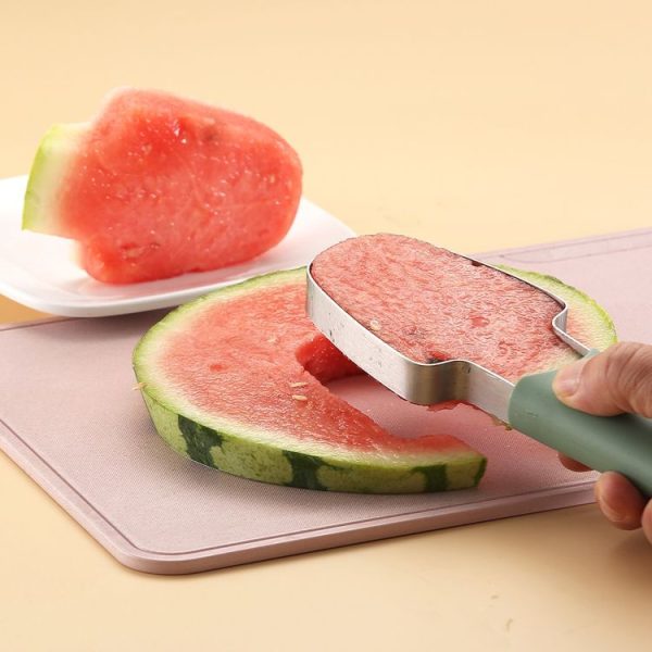 3-in-1 Watermelon Tools Stainless Steel Watermelon Popsicle Cutter Fruit Slicer Peeler Knife Fork (Beige) - Image 5