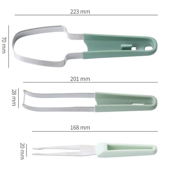 3-in-1 Watermelon Tools Stainless Steel Watermelon Popsicle Cutter Fruit Slicer Peeler Knife Fork (Beige) - Image 8