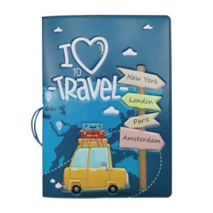 A0341 Cartoon Map Passport Cover Couple Travel Passport Holder (FCY-11)