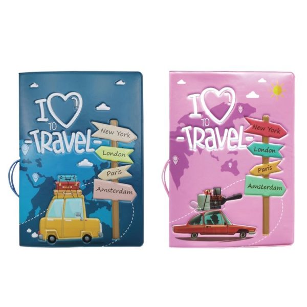 A0341 Cartoon Map Passport Cover Couple Travel Passport Holder (FCY-11) - Image 2