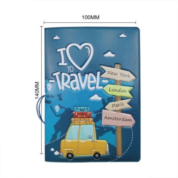 A0341 Cartoon Map Passport Cover Couple Travel Passport Holder (FCY-11) - Image 3