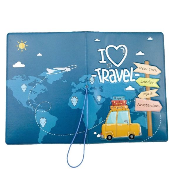 A0341 Cartoon Map Passport Cover Couple Travel Passport Holder (FCY-11) - Image 4