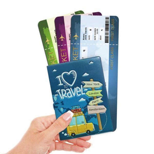 A0341 Cartoon Map Passport Cover Couple Travel Passport Holder (FCY-11) - Image 8