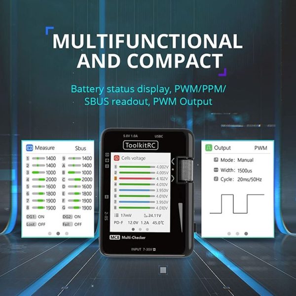 ToolkitRC MC8 Multifunctional Electrical Display Power Detection Signal PD Charger (Black) - Image 8
