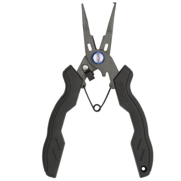 Teflon Stainless Steel Multifunctional Fishing Pliers Anti-slip Cutting Line Open Ring Fishing Tools (Blue Nail)