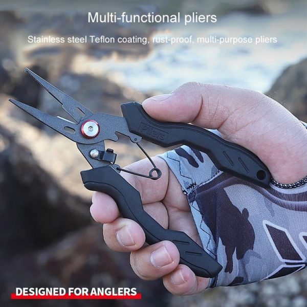 Teflon Stainless Steel Multifunctional Fishing Pliers Anti-slip Cutting Line Open Ring Fishing Tools (Blue Nail) - Image 4