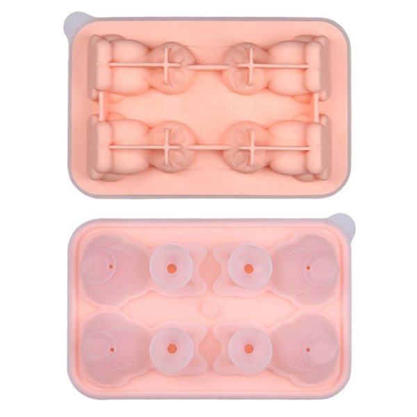 3D Cat Shape Bar Home Silicone Ice Mold Whiskey Ice Box (Pink)