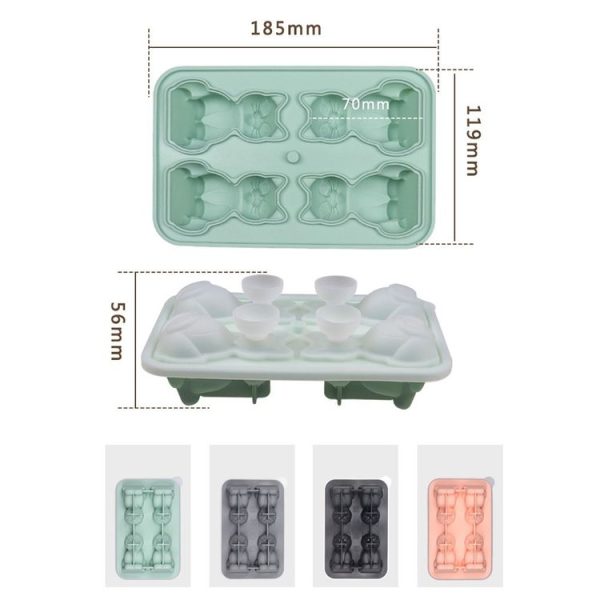 3D Cat Shape Bar Home Silicone Ice Mold Whiskey Ice Box (Pink) - Image 2