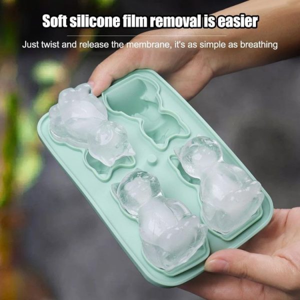 3D Cat Shape Bar Home Silicone Ice Mold Whiskey Ice Box (Pink) - Image 4