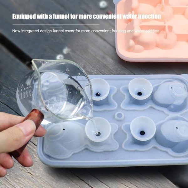 3D Cat Shape Bar Home Silicone Ice Mold Whiskey Ice Box (Pink) - Image 5