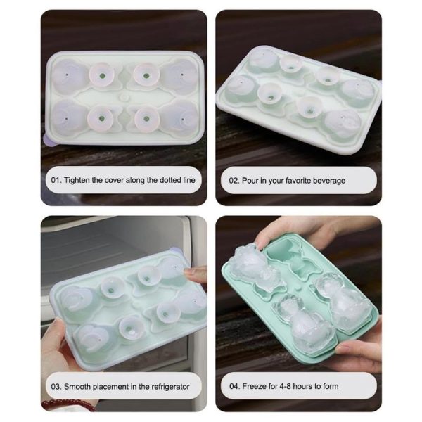3D Cat Shape Bar Home Silicone Ice Mold Whiskey Ice Box (Pink) - Image 6