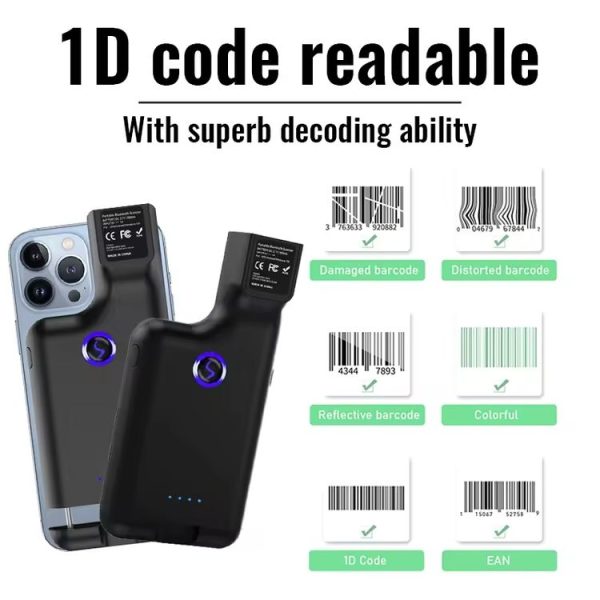 1D Bluetooth Barcode Scanner Wireless Back Clip Phone Barcode Reader - Image 3