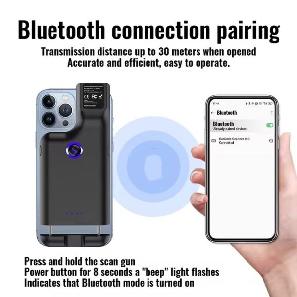 1D Bluetooth Barcode Scanner Wireless Back Clip Phone Barcode Reader - Image 4