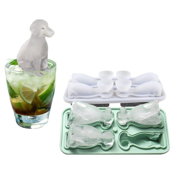 3D Dog Shaped Household Silicone Ice Mold Bar Ice Making Box (Blue) - Image 2