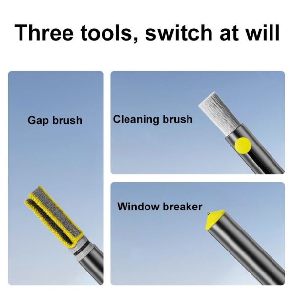 3-In-1 Car Air Outlet Double-Head Cleaning Brush Multi-Functional Detail Brush With Hammer (Grey) - Image 4