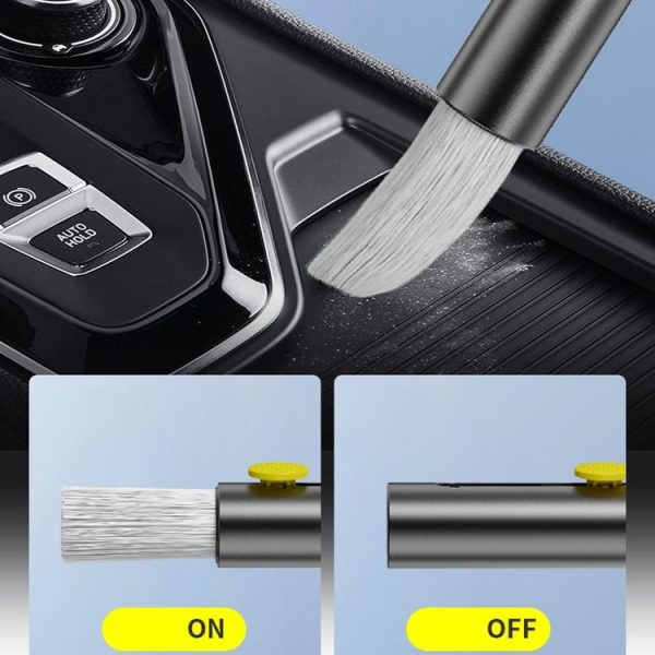 3-In-1 Car Air Outlet Double-Head Cleaning Brush Multi-Functional Detail Brush With Hammer (Grey) - Image 5