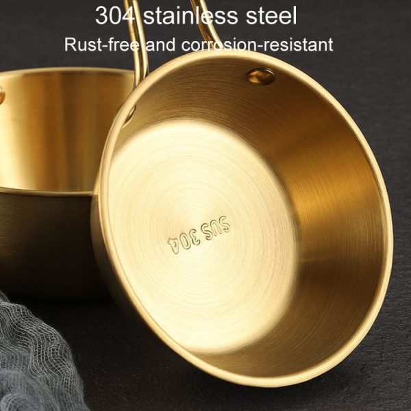 304 Stainless Steel Seasoning Bowl Restaurant Rice Wine Snack Serving Bottle, Model: 10.5cm With Handle Silver - Image 5