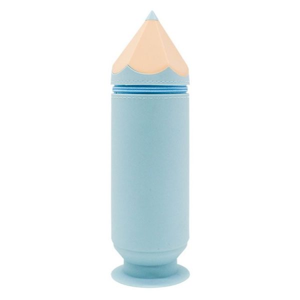 Silicone Pen Pouch Large Capacity Dirty Resistant Storage Stationery Case Pencil Case For Pupils (Blue)