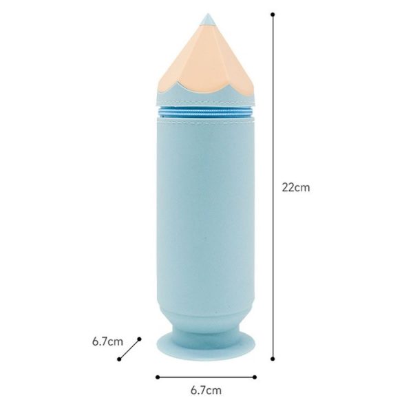 Silicone Pen Pouch Large Capacity Dirty Resistant Storage Stationery Case Pencil Case For Pupils (Blue) - Image 3