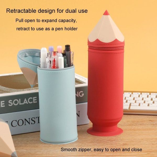 Silicone Pen Pouch Large Capacity Dirty Resistant Storage Stationery Case Pencil Case For Pupils (Blue) - Image 4