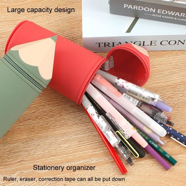 Silicone Pen Pouch Large Capacity Dirty Resistant Storage Stationery Case Pencil Case For Pupils (Blue) - Image 7