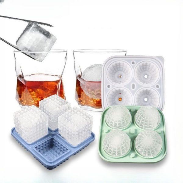 Bar Home Baking Silicone Ice Mold Whiskey Ice Box, Color: Pink Square - Image 2