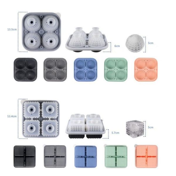 Bar Home Baking Silicone Ice Mold Whiskey Ice Box, Color: Pink Square - Image 3