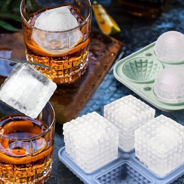 Bar Home Baking Silicone Ice Mold Whiskey Ice Box, Color: Pink Square - Image 9