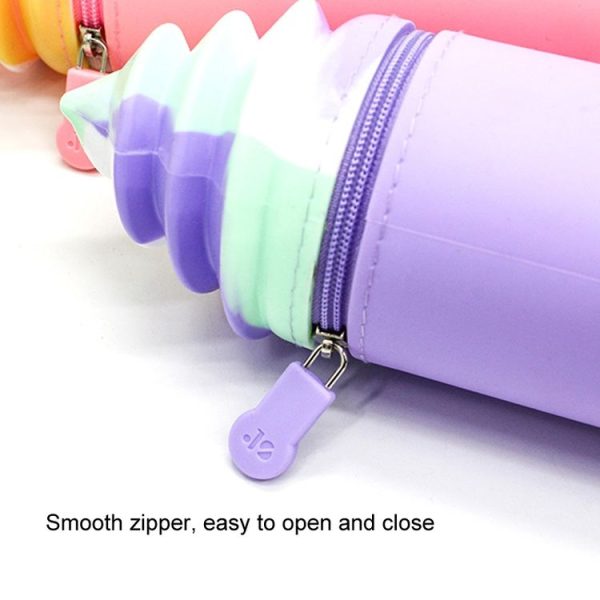 Silicone Pencil Case Pen Container Desk Large Capacity Stationery Case (Pink) - Image 7