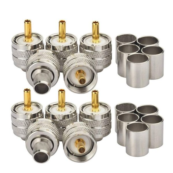 10pcs / Pack UHF Male Crimp Adapter RF Copper Shaft Connector