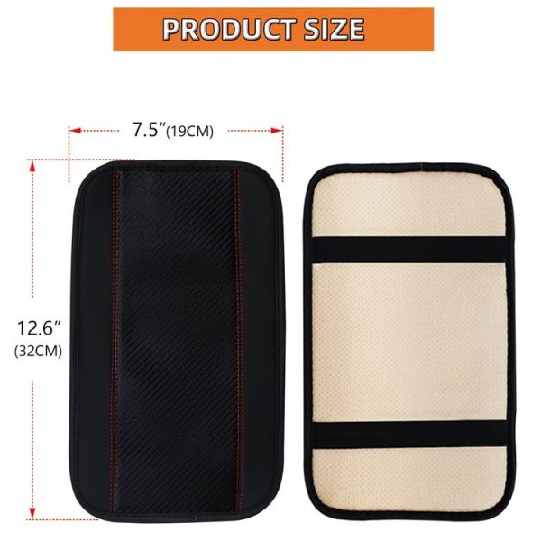 32x19cm PU Carbon Fiber Leather Central Armrest Box Cover Anti-slip Pad (Black) - Image 2
