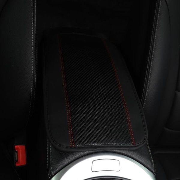 32x19cm PU Carbon Fiber Leather Central Armrest Box Cover Anti-slip Pad (Black) - Image 4