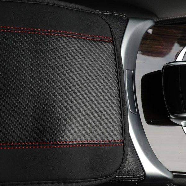 32x19cm PU Carbon Fiber Leather Central Armrest Box Cover Anti-slip Pad (Black) - Image 6