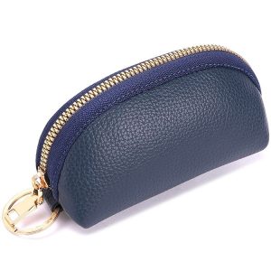 Mini Car Key Bag Large Capacity Soft Leather Coin Purse (Blue)