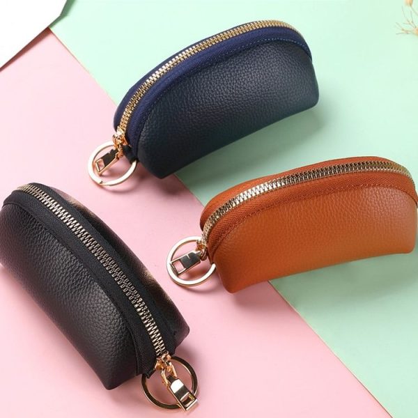 Mini Car Key Bag Large Capacity Soft Leather Coin Purse (Blue) - Image 2