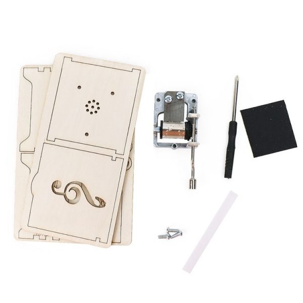 Wooden Hand-cranked Music Box DIY Children Invention Eight-tone Box Technology Teaching Aids - Image 8