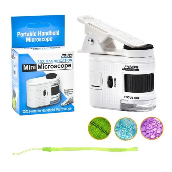 80X Children Mini Portable Microscope Student Antique Jewelry Identification Science Experiment Teaching Toy, Model: With Phone Clip - Image 10
