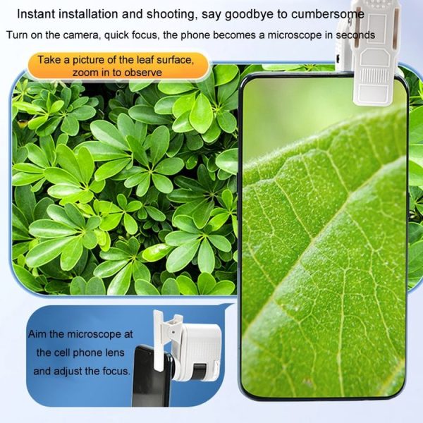 80X Children Mini Portable Microscope Student Antique Jewelry Identification Science Experiment Teaching Toy, Model: With Phone Clip - Image 4