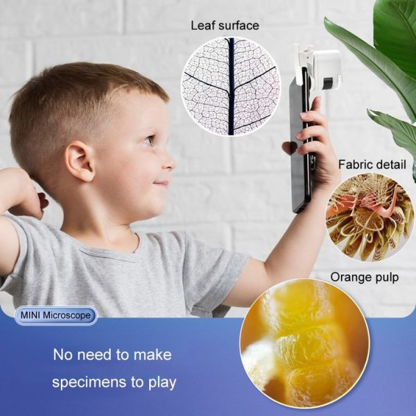 80X Children Mini Portable Microscope Student Antique Jewelry Identification Science Experiment Teaching Toy, Model: With Phone Clip - Image 8