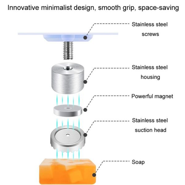 Stainless Steel Magnetic Soap Holder Bathroom Wall Mounted Drainage Nail Free Soap Rack, Model: Cone - Image 3