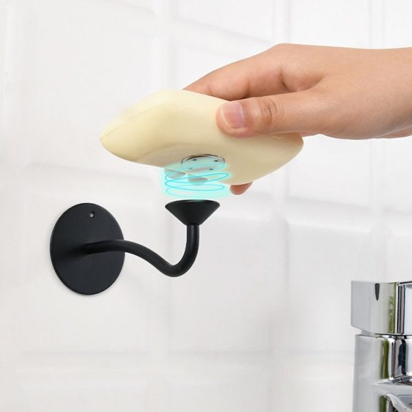 Bathroom Magnetic Soap Holder Non Punch Wall Mounted Stainless Steel Soap Holder (Black) - Image 8