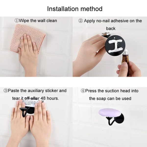 Bathroom Magnetic Soap Holder Non Punch Wall Mounted Stainless Steel Soap Holder (Black) - Image 9