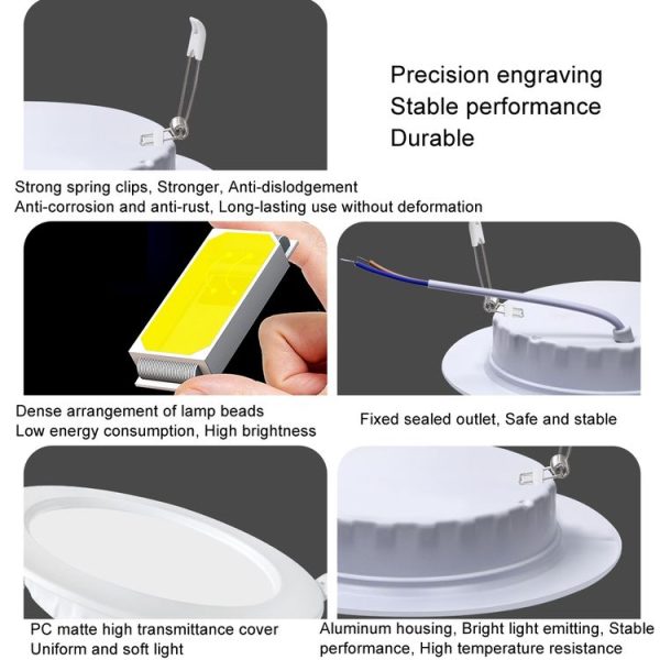 2.5 inch LED Recessed Indoor Lighting Downlight Round Energy Saving High Brightness Panel Lamp (White Light) - Image 4