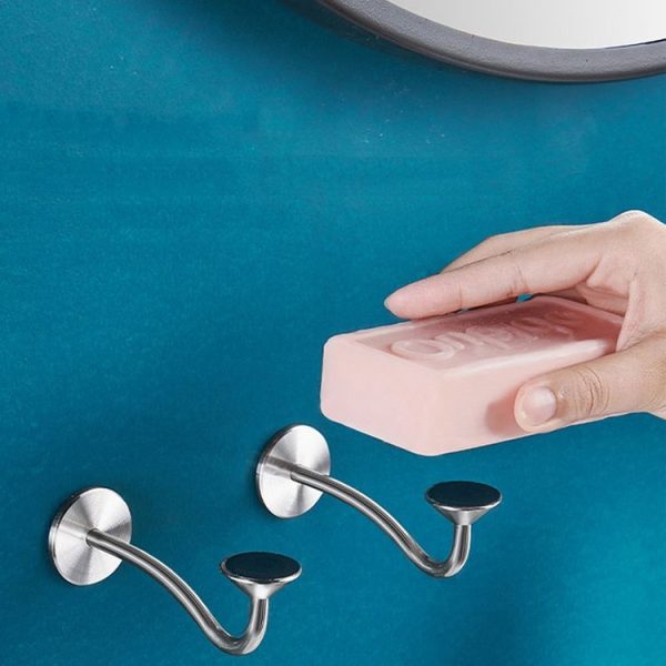 Bathroom Stainless Steel Magnetic Soap Holder Wall Mounted No Hole Soap Hanger (Nail-free Glue) - Image 8