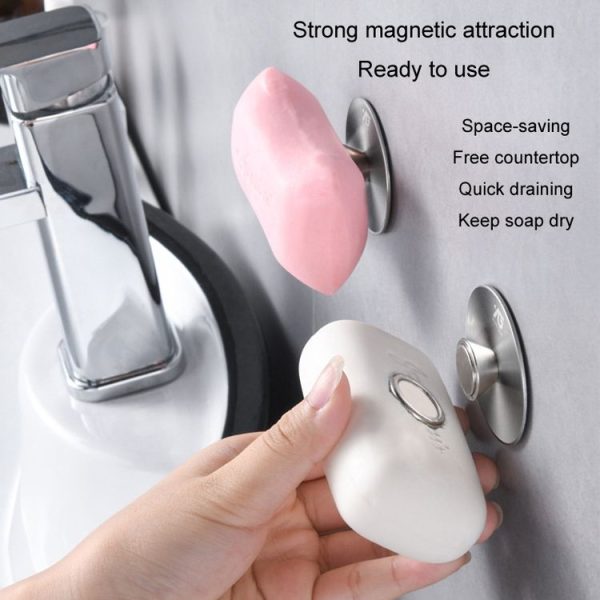 Bathroom Drainage Magnetic Soap Holder Punch-Free 304 Stainless Steel Soap Hanger (No Trace Adhesive) - Image 4